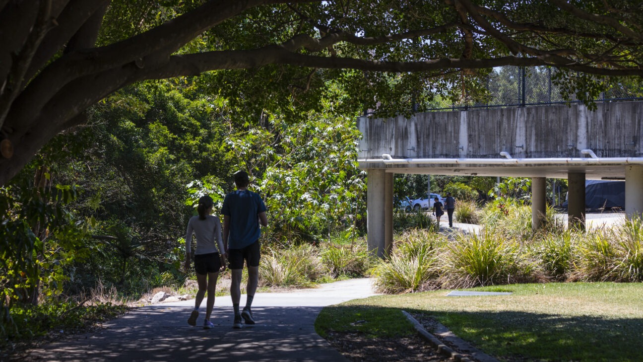 The serpentine path leading to Gilbert Park and the Brisbane Broncos HQ